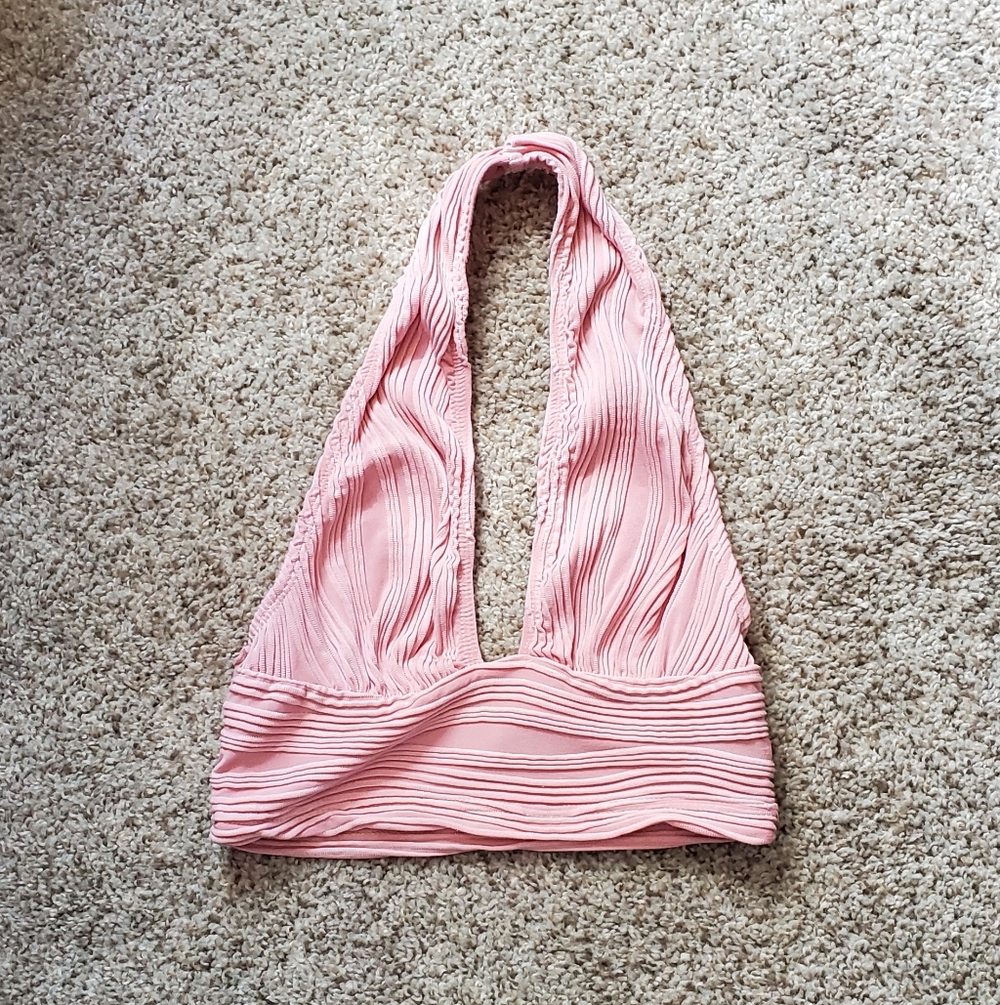 SHEIN Soft Pink Halter Crop Top